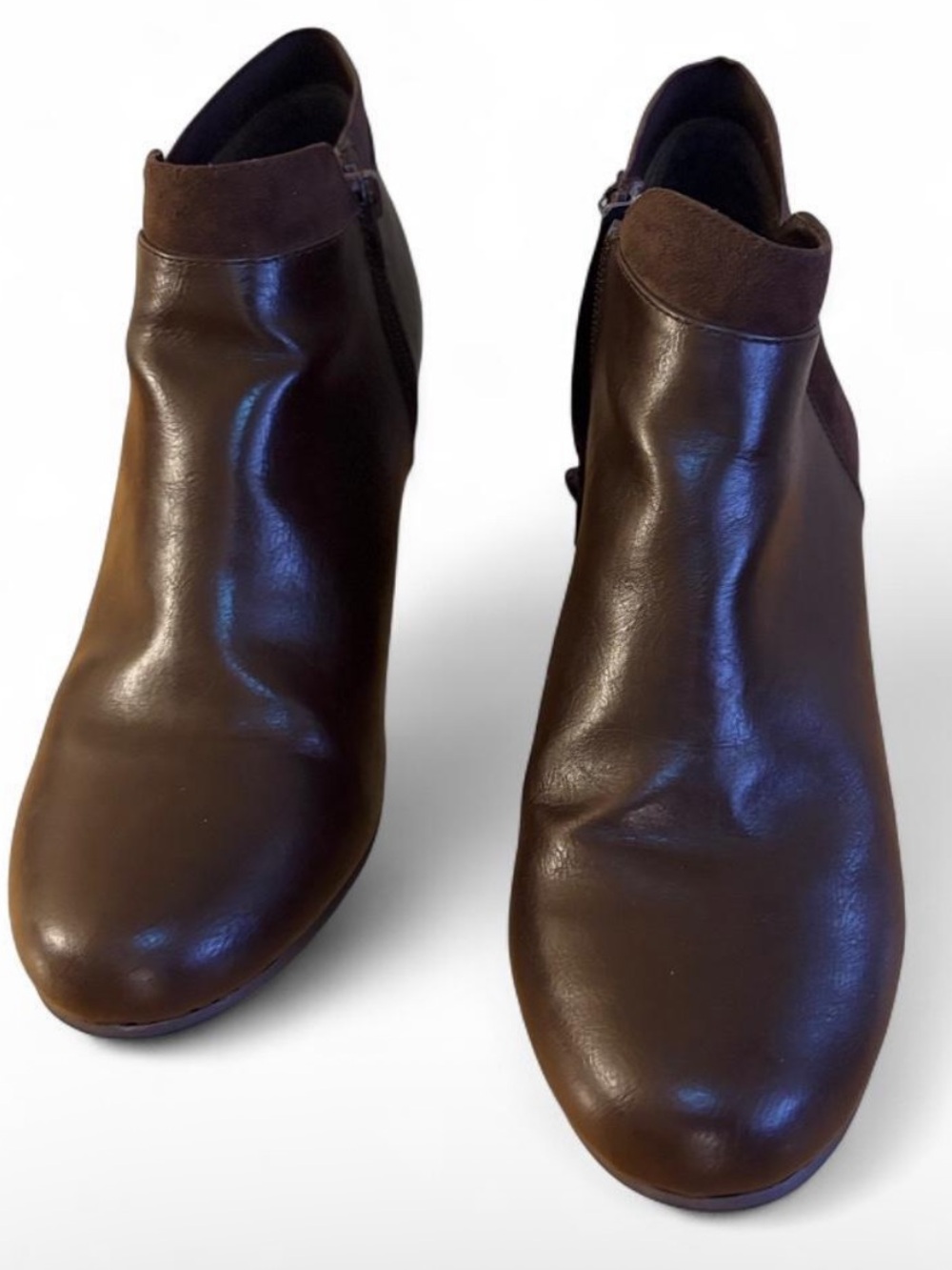 Dextrex Women's Dark Brown Leather Ankle Booties - Classic Side-Zip
